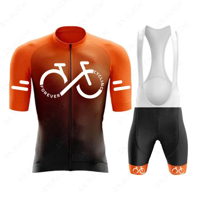 Cycling Jersey Set 2023 Summer Ropa Ciclismo Men's Bicycle Cycling Clothing Gradient Color Mountain Bike Jersey Sportswear Suit