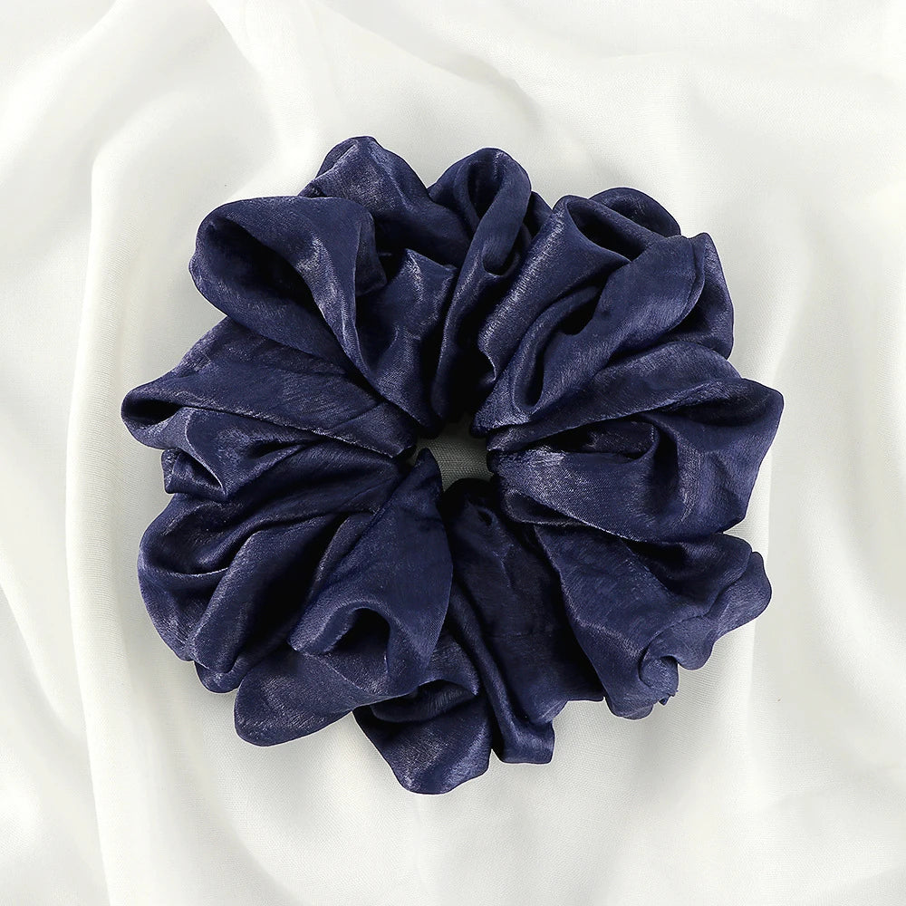 Big Size Shiny Chiffon Scrunchies for Muslim Women Custom Elastic Volumizing Oversized Neat Stitching Malaysian Bunch Hair Tie