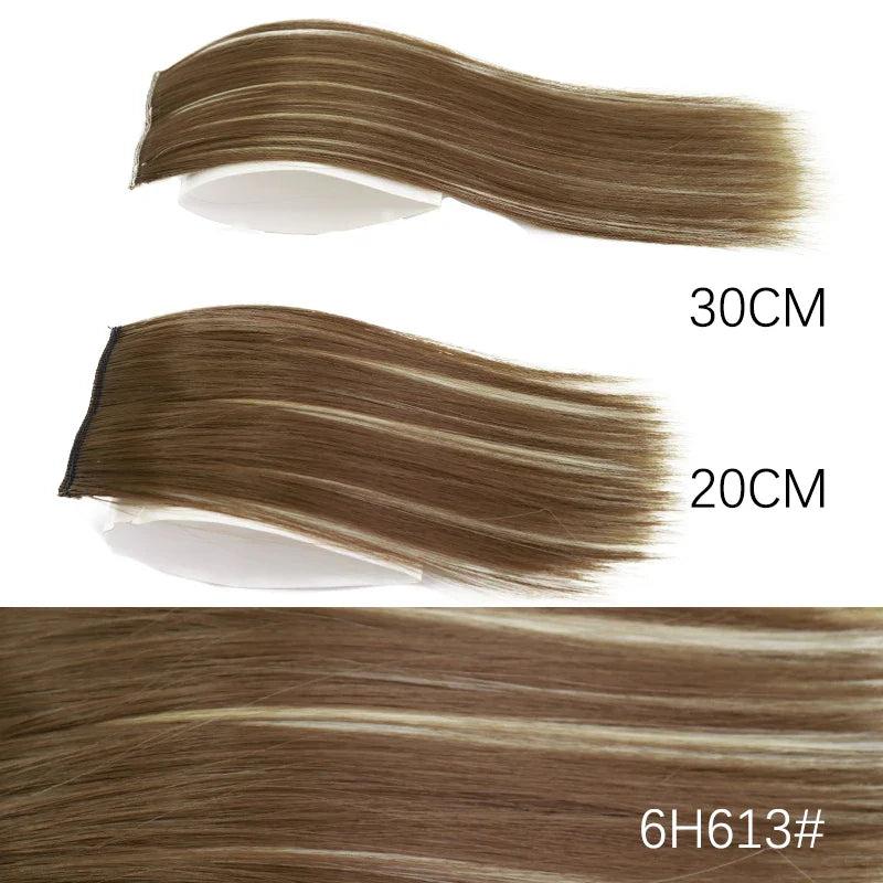 AZQUEEN Synthetic 20cm/30cm Invisible Straight Pads Clip In One Piece Hair Extension Top Side Cover Fluffy Hairpiece For Women