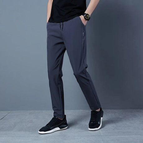 Men's Pants 2024 Casual Business Stretch Slim Fit Elastic Waist Korean Classic Blue Black Gray Male Brand Trousers