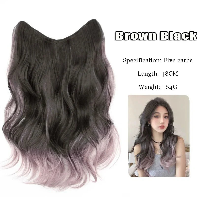 FORLISEE Synthetic Long Curly Hair Gradient Paris Painted Wig Patches With Increased Hair Volume And Fluffy Hair Extensions