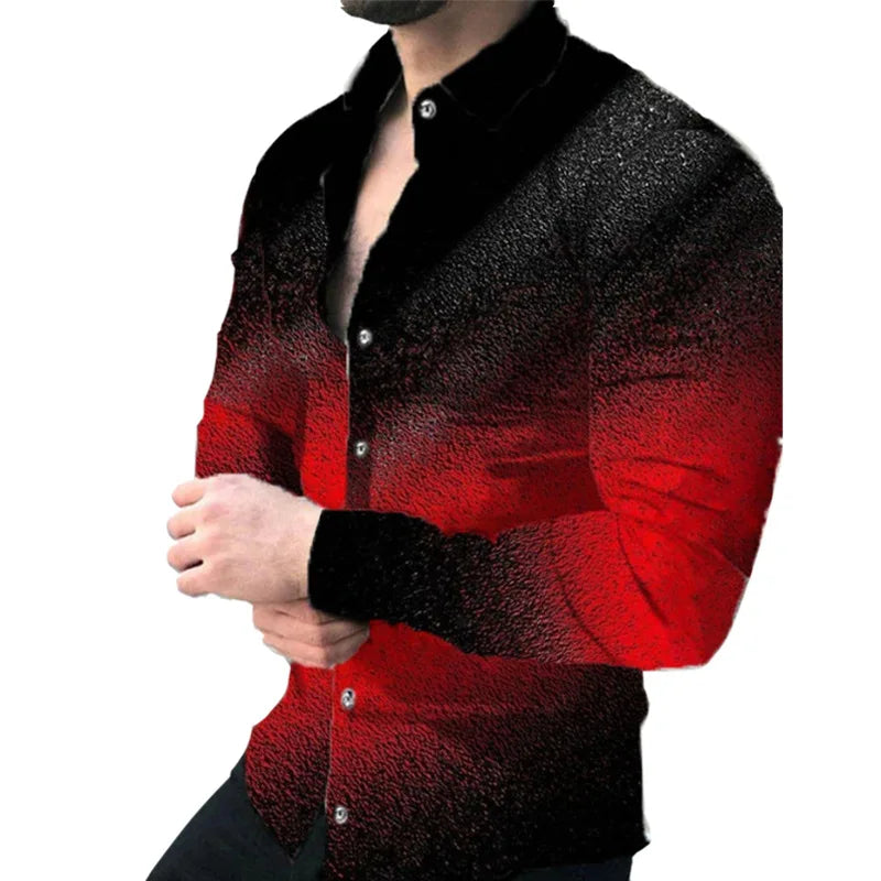 2023 Spring Autumn New Men's Cardigan 3D Printing Casual Long Sleeve Polo Shirt Men's Shirt Men Top