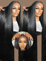 Pre Cut No Glue Straight Glueless Wig Human Hair Preplucked Ready To Wear Brazilian 13X4 7X5 Lace Frontal Wigs For Women