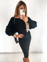 Women Autumn Winter Knitted Party Midi Dress Solid Office Lady Pullover Bodycon Slim Long Sleeve Sexy Sweater Dress