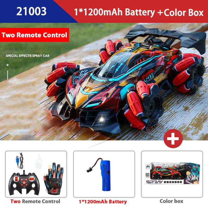 WLtoys F1 Drift RC Car With Led Lights Music 2.4G Glove Gesture Radio Remote Control Spray Stunt Car 4WD Electric Children Toys