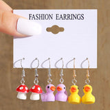 17KM Cartoon Frog Duck Earrings Set Animal Butterfly Cute Dangle Earrings for Women Geometric Bear Cloud Earring Trendy Jewelry