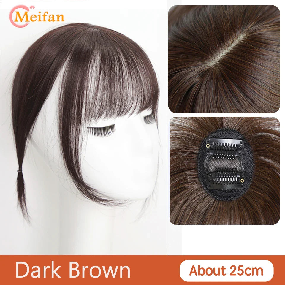 MEIFAN Synthetic False Bangs Clip-In Bangs Extension Natural Neat Fake Fringe Topper Hairpiece Invisible Clourse Hairpieces