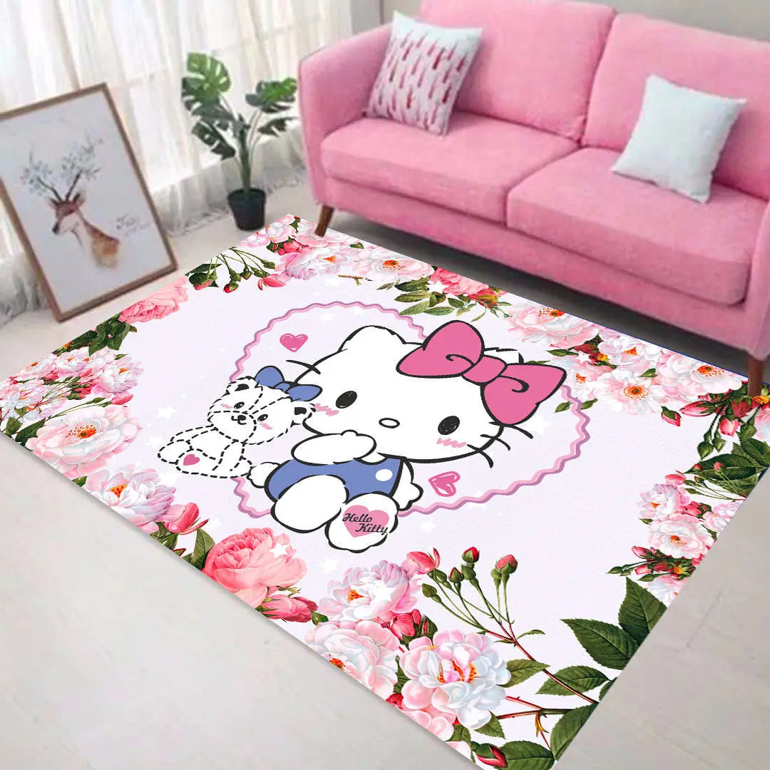 Keeppley Kitty Animation Derivatives Crystal Velvet Mat Home Floor Decoration Living Room Anti-Skid Carpets