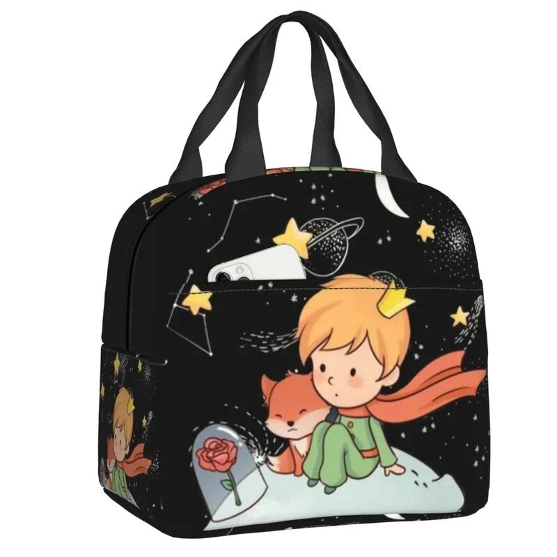 Custom The Little Prince Birds And Stars Lunch Bag Men Women Thermal Cooler Insulated Lunch Box for Adult Office