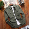 Men's Shirts Military Casual Shirt Cotton Khaki Retro Slim Fit Army Pocket Long Sleeve Vintage Jacket Streetwear Drop Shipping