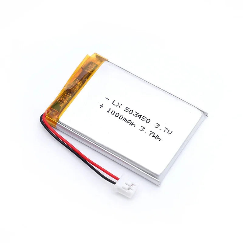 523450/503450 1000mAh 3.7V Polymer Lithium Rechargeable Battery Li-ion Battery JST PH2.0 2pin For GPS Smart Phone DVD MP5