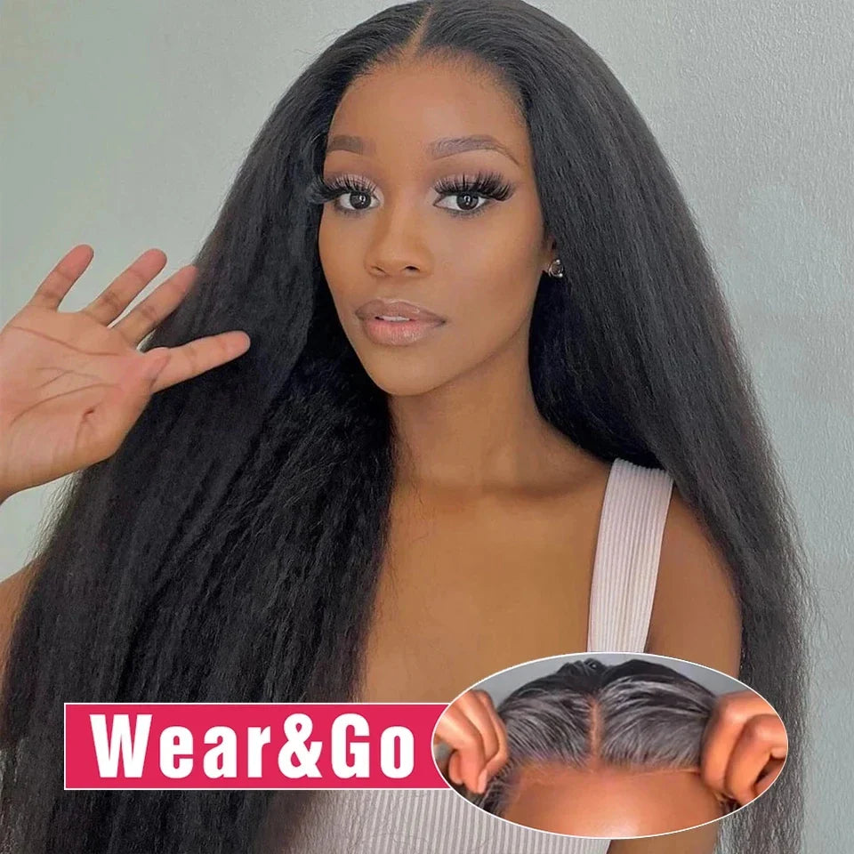 Kinky Straight 13x6 HD Lace Frontal Wig Human Hair Brazilian Glueless Yaki 13x4 Lace Front Human Hair Wigs For Women Preplucked