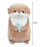 Cute Otters Holding Fish Plushie Keyrings Lightweight Hanging Pendant Props For Schoolbag Key Wallet