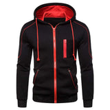 Men's Zip Up Jackets Color Matching Casual Hoodies Running Hiking Sportswear Spring Autumn Fleece Multiple Pockets Sweatshirts