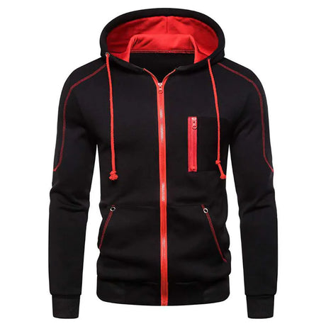 Men's Zip Up Jackets Color Matching Casual Hoodies Running Hiking Sportswear Spring Autumn Fleece Multiple Pockets Sweatshirts