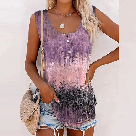 Women Sleeveless Printed Vest Tank Tops Ladies Summer Casual Loose T-Shirt Daily Clothing For Female Plus Size Oversized 2023