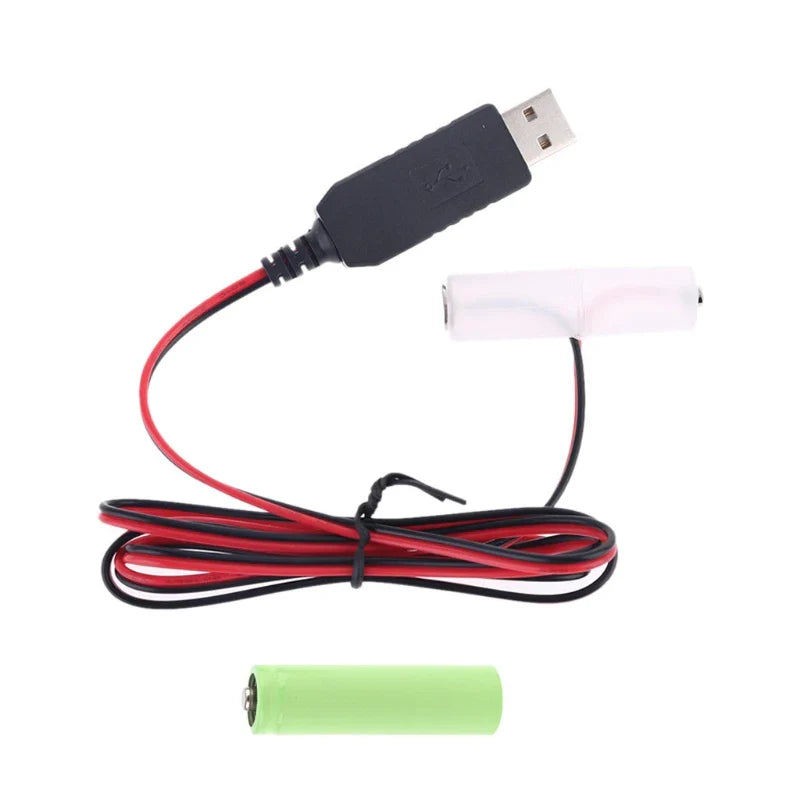 LR6 AA Battery USB Power Supply Cable for Radio Electric Toy Clock