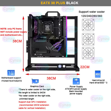 EATX Gamers Cabinet MOD Large Open PC Case Frame Rack Aluminum Creative DIY Desktop Gaming Computer Chassis Water Cooling