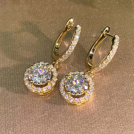 Anziw 2023 Women Hoops 925 Silver Gold Drop Earrings Dangle Real Moissanite Earring Original GRA Certified Wedding Jewelry Gifts