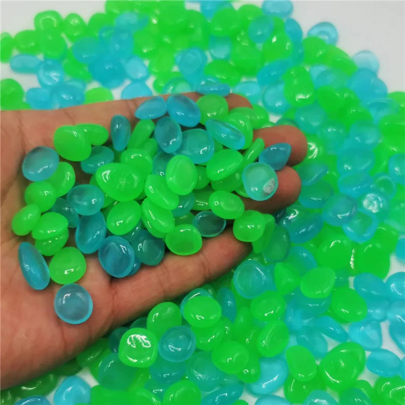 1000/500Pcs Garden Decoration Outdoor Luminous Stones Glow In The Dark Pebbles Aquarium Fish Tank Yard Decor Crystals Rocks Bulk