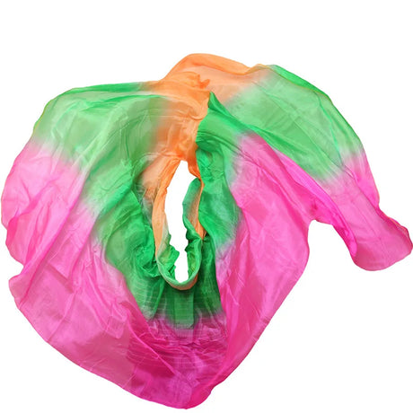 New 100% silk belly dance veil 3-color gradient veil wholesale new design dance performance props hand-cast yarn 200cm-400cm