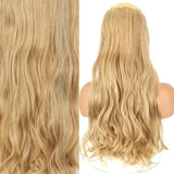 MERISIHAIR Synthetic No Clip Invisible Wire Hair Extensions Straight Black Blonde One Piece False Hairpiece Hair Extension