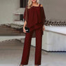 New Style Matching Series Fashion Plus Size Women's Bat Sleeve Top Off The Shoulder Party Elegant Pants Women's Two Piece Set