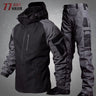 Men's Tactical Hooded Sets Outdoor Multiple Pockets Wear-resistant Military Combat Jackets+cargo Pants Suits Male Spring Autumn