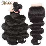 Nadula Body Wave Bundles With Closur 4x4 Closure With Bundles Indian Hair Bundles With Closure Free Part Middle Part/Three Part