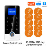 Tuya APP Door Lock Access Control System Kits With 1.77In Screen Bluetooth Keyboard Fingerprint RFID IC Card Reader Metal Keypad