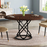 Tribesigns Round Dining Table for 4, 47 Inch Dinner Table Circle Kitchen Table with Metal Base, Wood Dining Room Table