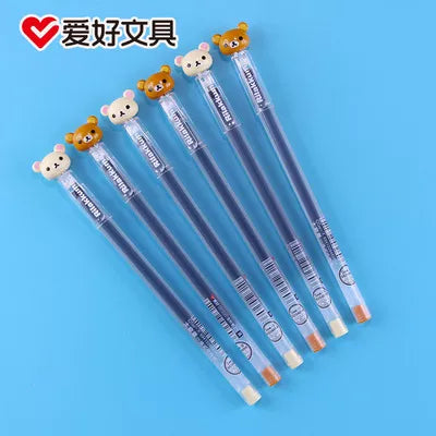 2Pcs AIHAO GP2030 Rilakkuma Gel Pens 0.5mm Fine Point Black Pens For Journaling Kawaii School Student Supplies Stationery