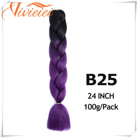 6 Pcs 24” Synthetic Braiding Hair Pink Jumbo Braids Hairstyles Purple Blue Blonde Ombre Hair Extensions For Women 100G/Pack