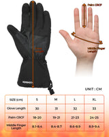 KEMIMOTO Winter Skiing Heated Gloves Snowmobile Scooter Moto Gloves Waterproof Touch Screen Rechargeable Battery Hunting Fishing