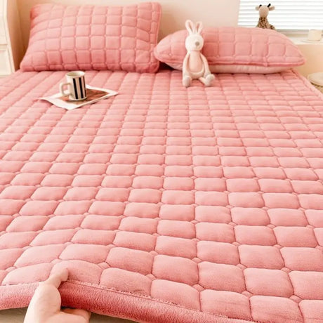 1pc Winter Milk Velvet Thickened Warm Bed Sheet Bedspread Single Double Soft Thin Fold Mattress Toppers Tatami Floor Quilted Mat