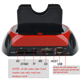 HDD Docking Station IDE Dual USB Clone Hard Drive Multi Function Reader With US Plug