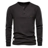 AIOPESON Waffle Henley T-Shirt Men Long Sleeve Basic Breathable Men's Tops Tee Shirts New Autumn Solid Color T Shirt For Men