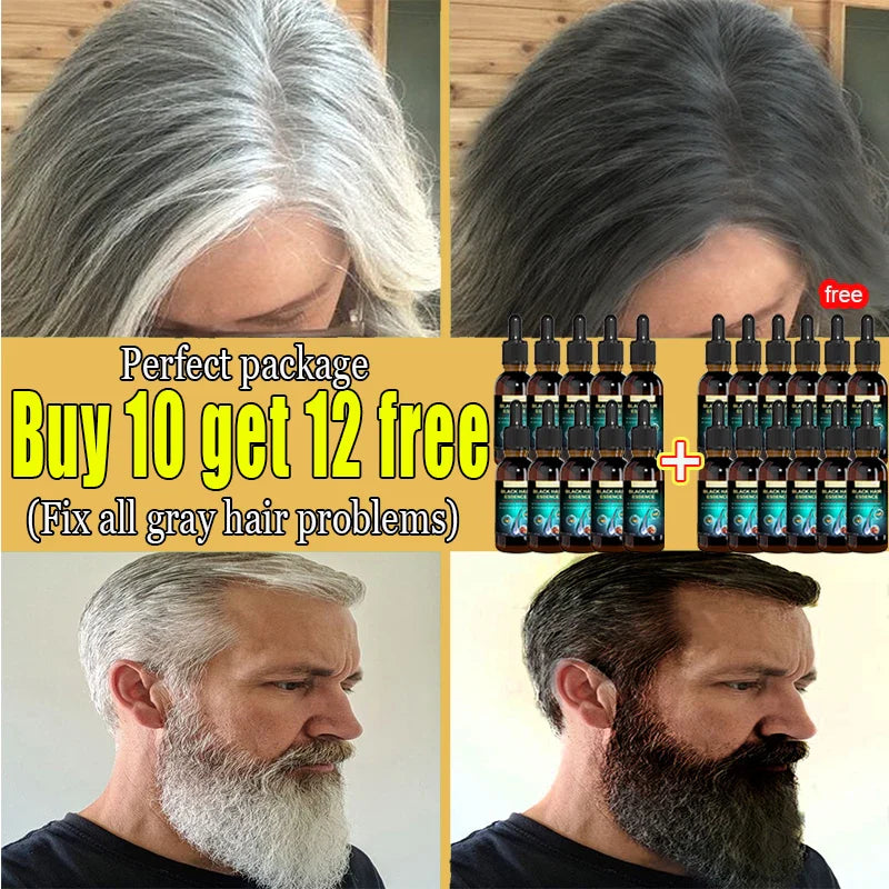 Gray Hair Killer - Seven Days to Solve the Problem of Gray Hair Natural Hair Color Repair Nourishing Essence for Men and Women