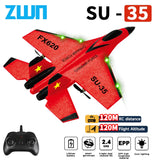 RC Plane SU35 2.4G With LED Lights Aircraft Remote Control Flying Model Glider EPP Foam Toys Airplane For Children Gifts