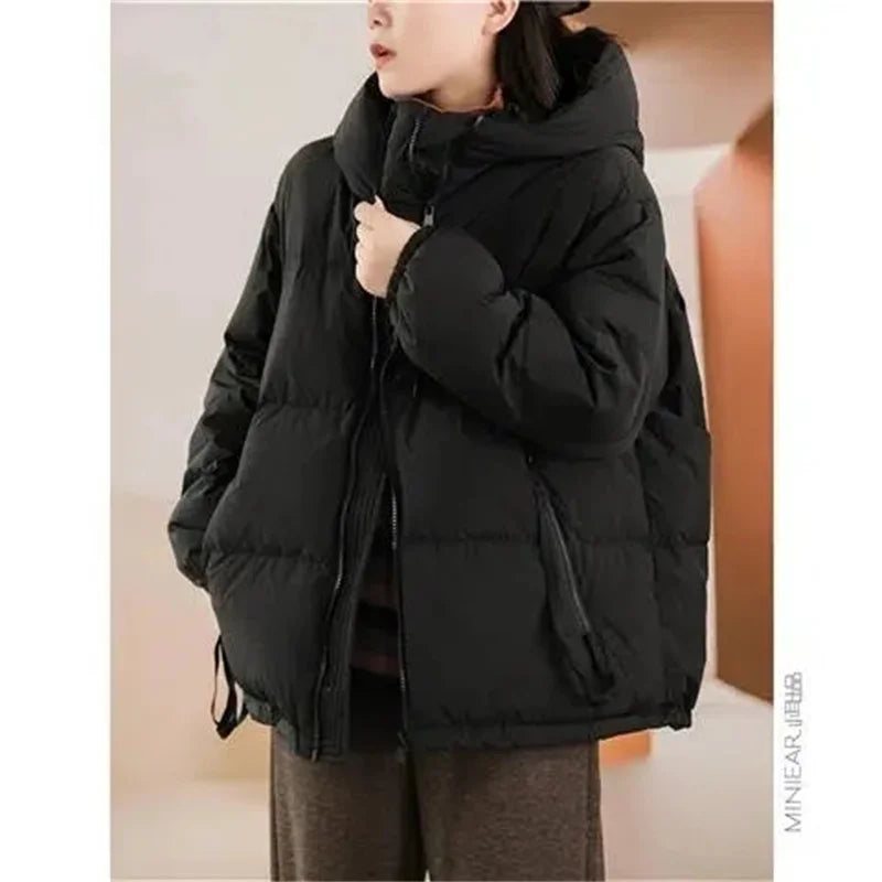 Women's Autumn Winter Down Cotton Parkas 2023 Hooded Thick Korean Fashion Short Cotton Jacke Female Simplicity Outerwe