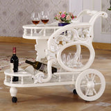 European  Homestay Storage Cart Restaurant Household Double-decker Trolley Hotel Bar Club Wine Racks Dining Kitchen Islands Bf