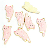 10pcs Kawaii Pet Kitten Enamel Charms for DIY Ornaments Accessories Necklace Earrings Keychain Cute Lazy Cat Alloy Pendants