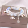 Sanrio Anime Summer Clear Jade Osmanthus Dog Bracelet Lovely Sweet Girl Student Crystal Bead Chain Animation Derivatives Gift