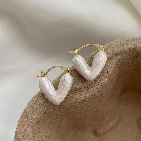 Silver Color Hollow Double Heart Earrings for Women Korean Style Design Ear Buckle 2023 Korea Fashion Jewelry Accessories