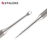 STALEKS Manicure Dead Skin Double-Headed Steel Push Ring-shaped Push Flat Push Nail Tool Acne Blackheads Tools PE-51-1