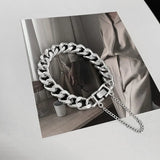 Kpop Stainless Steel Metal Chains Bracelets For Women Men Punk Sliver Cuban Link Chain Wristband Bracelet Classic Charms Jewelry