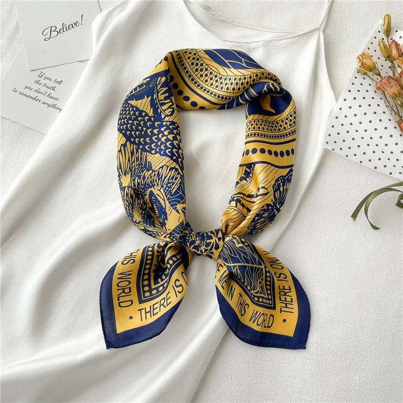 New 70cm Silk Feeling Square Scarf Women Luxury Brand Neck Tie Female Hair Shawl Wraps Headkerchief Hijab Bandana Echarpe 2022