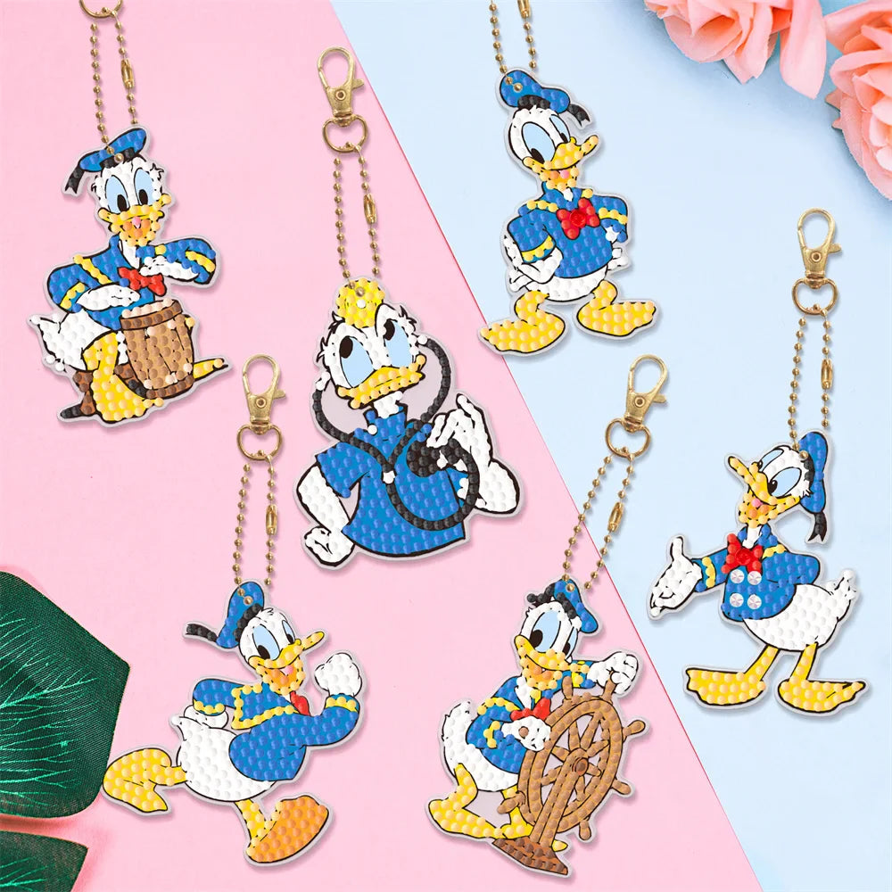 Disney animal key DIY Diamond Painting Keychain Embroidery Keychain DIY Cartoon Frozen Point Drill Pendant Gift