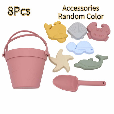 8Pcs Summer Beach Toys for Kids Soft Silicone Sandbox Set Beach Game Toy for Send Children Beach Play Sand Water Play Tools Swim