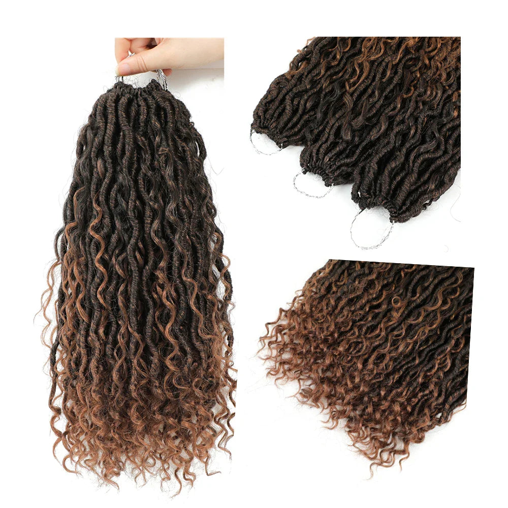 Synthetic Crochet Braids Hair Passion Twist River Goddess Braiding Hair Extension Ombre Brown Faux Locs With Curly Hair X-TRESS